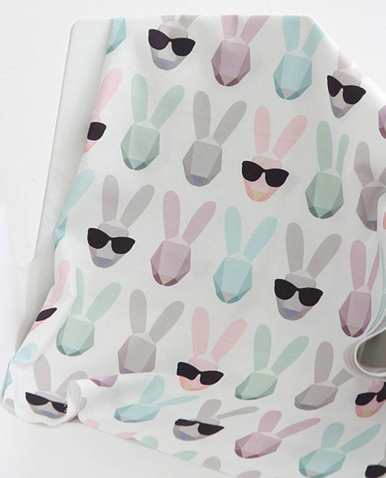 Sunglasses Rabbit printed Fabric made in Korea by the Half Yard