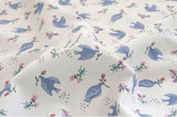 Blue Bird Patterned Fabric, Cute, Kids, Sewing, Quilt made in Korea by Half Yard