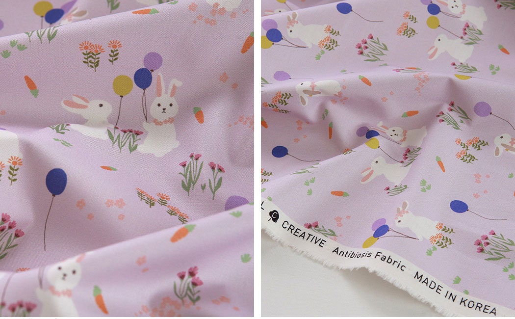 Rabbit Balloon Patterned Fabric made in Korea by the Half Yard