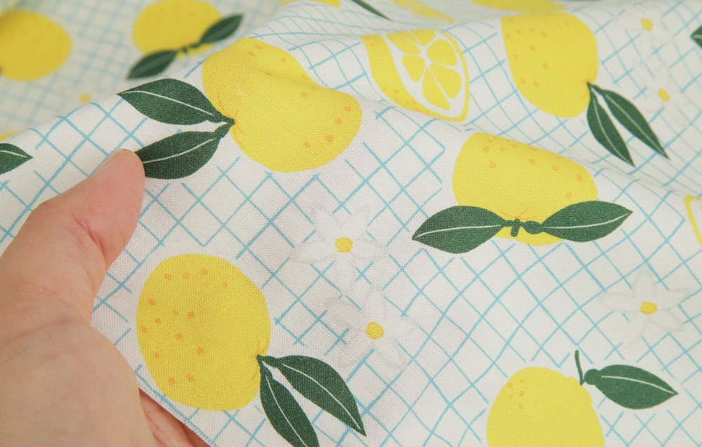 Jeju Yuzu Citron Patterned Fabric made in Korea by Half Yard  DTP(Digital Textile Printing)