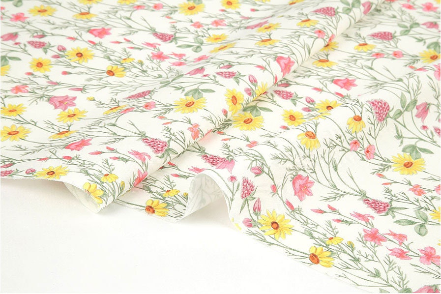 Patterned Tex Colorful Wild Flower patterned OEKO-TEX® Fabric, Floral Fabric made in ...
