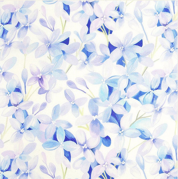 Blue Flower patterned  Fabric, Floral Fabric made in Korea by the Half Yard