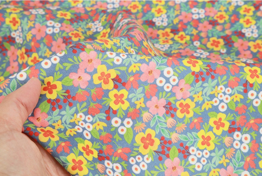 Wild Flower patterned OEKO-TEX® Fabric, Floral Fabric made in Korea by the Half Yard