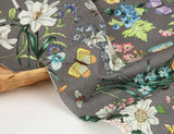 Botanical Flowers Floral Patterned Fabric made in Korea by the Half Yard