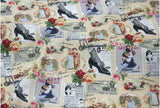 Vintage Modern Postage Mother's day Poster Fabric made in Korea by the Half Yard