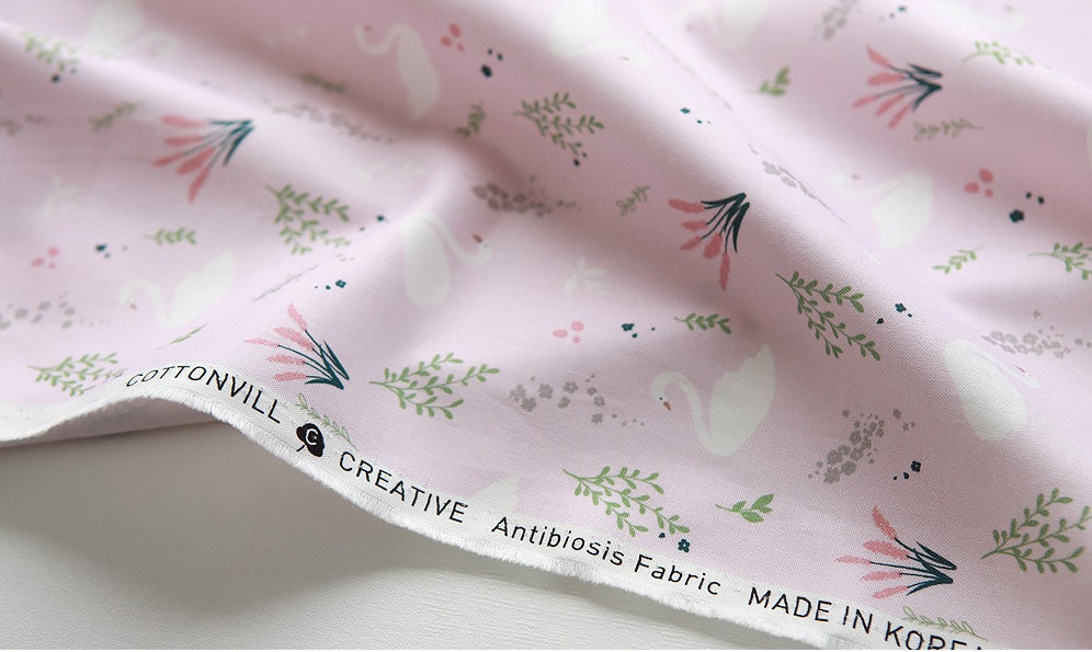 Swan Lake patterned Fabric made in Korea by the Half Yard