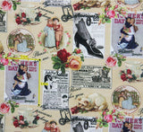 Vintage Modern Postage Mother's day Poster Fabric made in Korea by the Half Yard