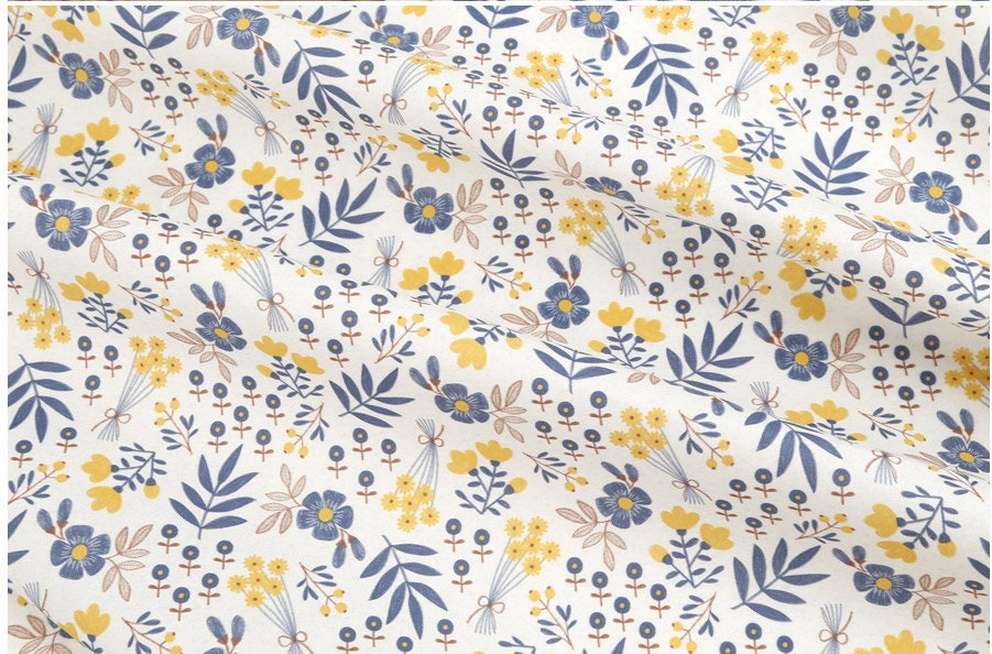 Wild Flower Floral Patterned Fabric made in Korea by the Half Yard