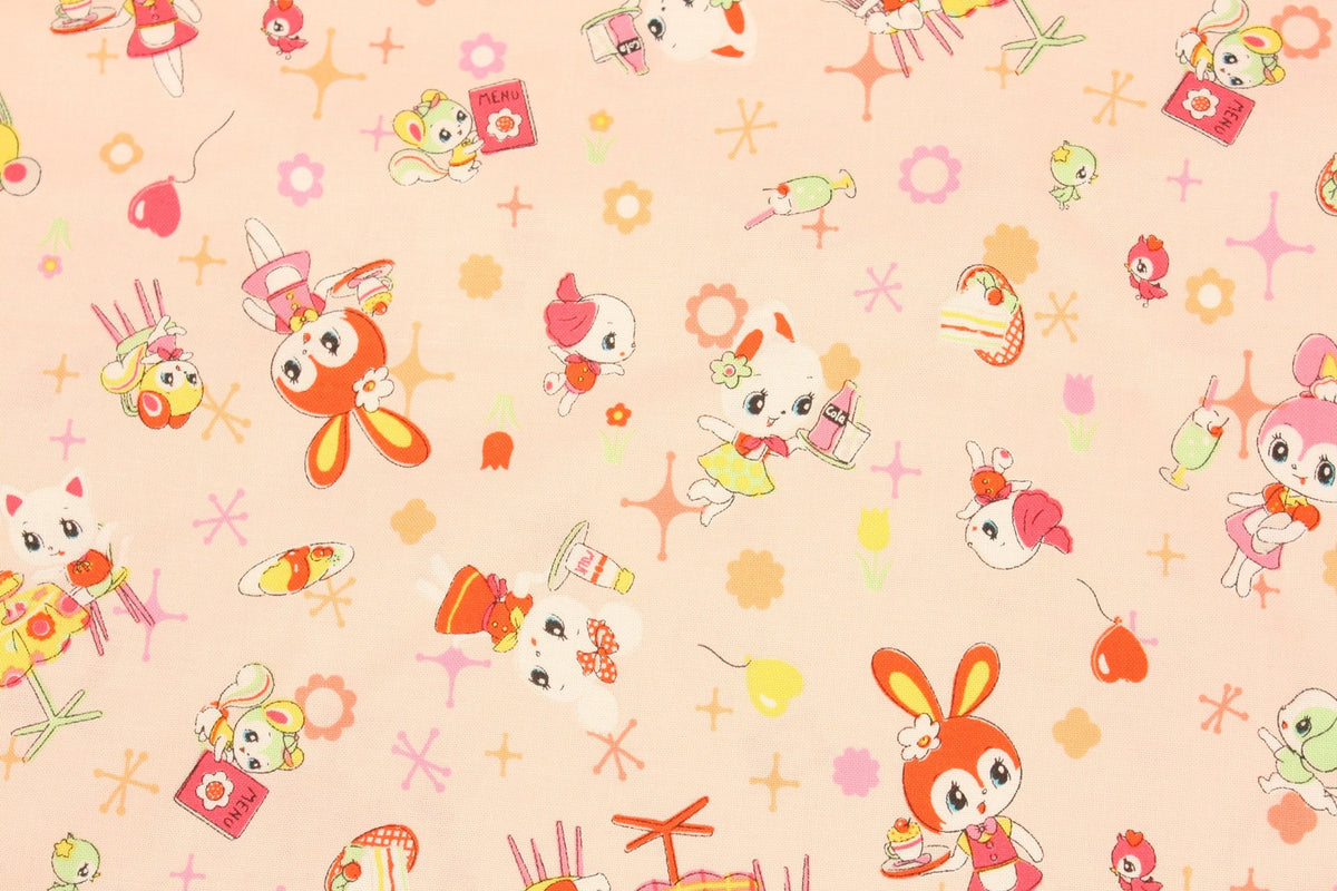 Honey Tune Retro Style Animal Pattern  Fabric made in Japan by the Half Yard