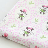 Disney Minnie Mouse Rose Flower Pattern Fabric printed in Korea by the Half Yard