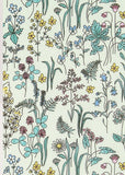 Floral Garden Blue Flower patterned Fabric made in Korea by the Half Yard DTP