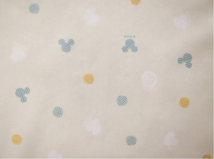 Disney Mickey Mouse 60s Asa Cotton Fabric Made in Korea by the Half Yard 18" x 57" ( 45 cm  x  144 cm)