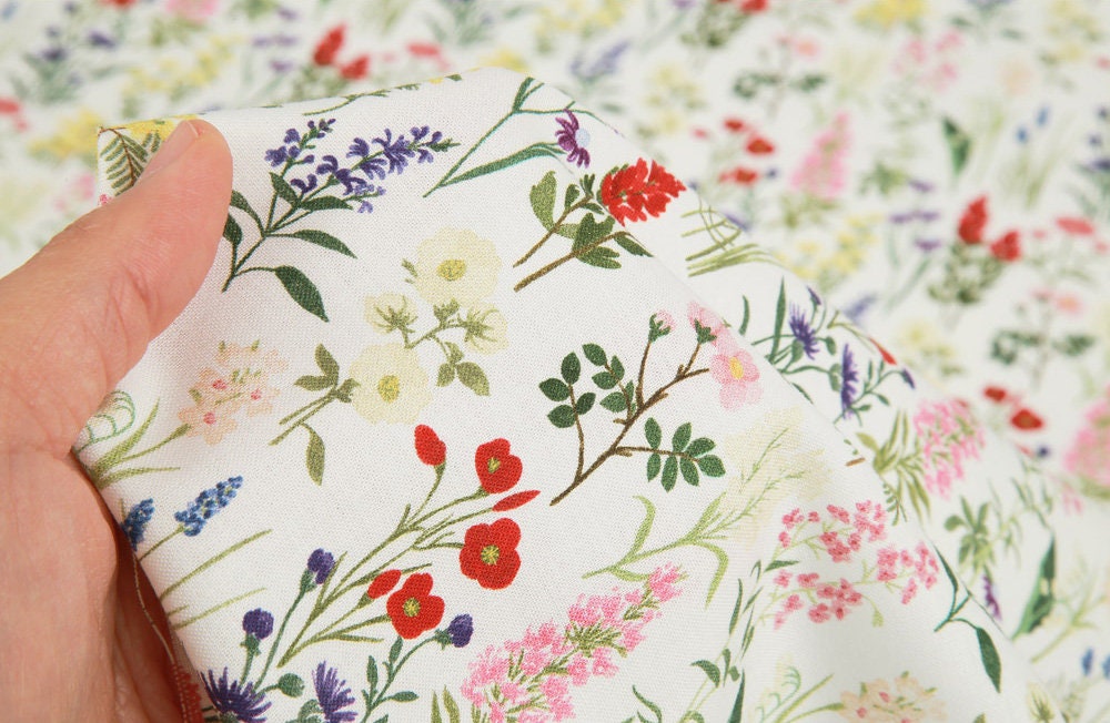 Sweet Garden flowers Patterned Fabric made in Korea by the Half Yard