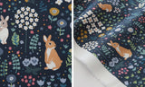 Cute Animal Rabbit Bunny Garden patterned Fabric made in Korea by the Half Yard