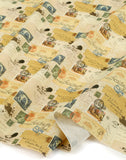 Vintage Cotton Linen Postcard Patterned OEKO-TEX® Fabric made in Korea by the Half Yard 45cm x 140cm or 18"x 55"