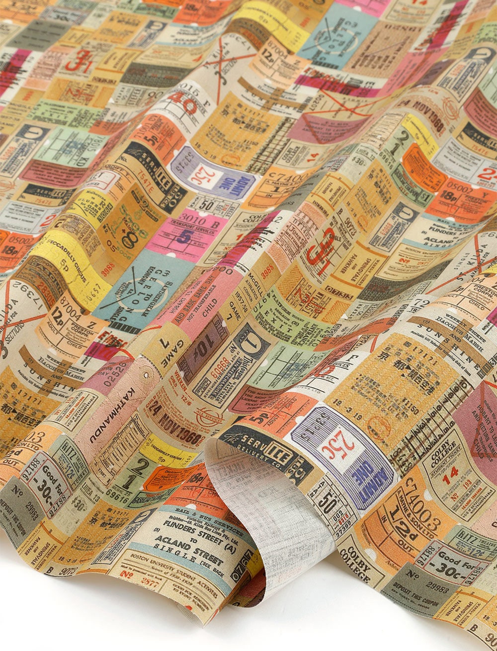 Vintage Cotton Linen Ticket Patterned OEKO-TEX® Fabric made in Korea by the Half Yard 45cm x 140cm or 18"x 55"