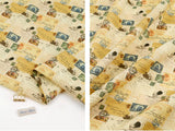 Vintage Cotton Linen Postcard Patterned OEKO-TEX® Fabric made in Korea by the Half Yard 45cm x 140cm or 18"x 55"