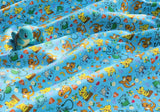 Pocket Monster, Pokemon Friends World Pikachu, Bulbasaur, Charmander, Squirtle Patterned Fabric made in Korea by the Half Yard