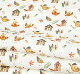 OEKO-TEX Animals Bird in Cabin Patterned Fabric made in Korea by the Half Yard