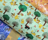 Pocket Monster, Pokemon Forest Pikachu Eevee Fabric made in Korea by the Half Yard Increments