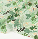 Flower Leaves Green Nature Floral patterned OEKO-TEX® Fabric, Floral Fabric made in Korea by the Half Yard