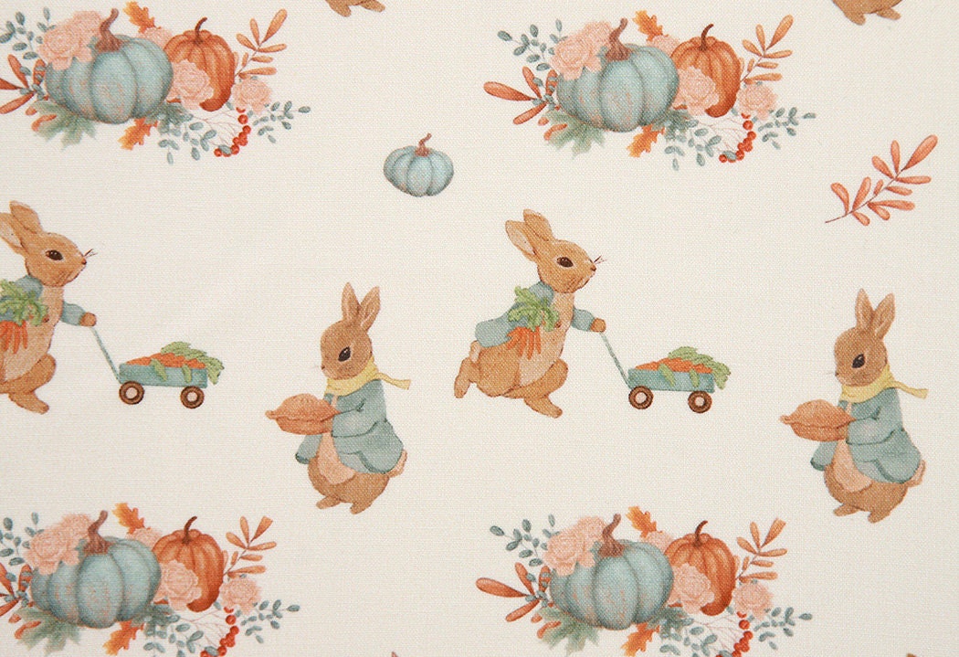 Peter Rabbit Farm Bunny printed Antibiosis 30s Organic Fabric made in Korea by the Half Yard