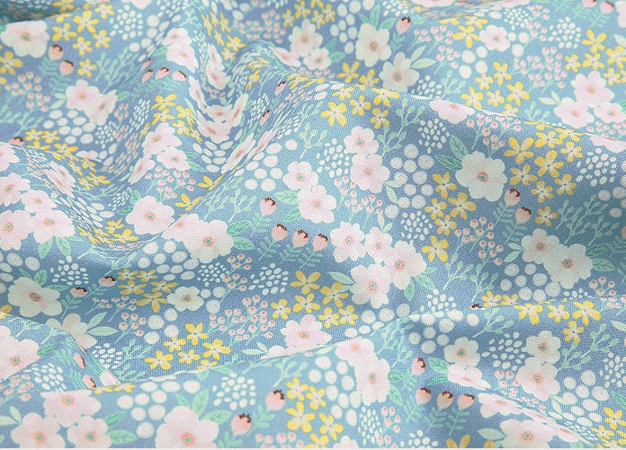 Flower Land Floral Garden patterned OEKO-TEX® Fabric, Floral Fabric made in Korea by the Half Yard