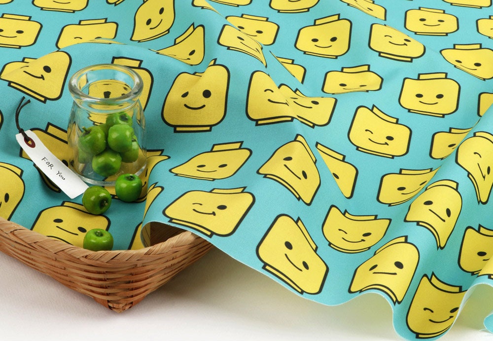 Blocks Cute Wink patterned Fabric made in Korea by the Half Yard