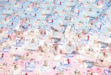 Tea Time with Cute Rabbit patterned OEKO-TEX® Fabric, Animal Fabric made in Korea by the Half Yard