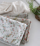 Bio-Washed Rose Flower patterned Fabric made in Korea by Half Yard / 45 X 145cm 18" X 54", Cotton Linen