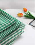 Green Check & Stripe Patterned Cotton 100% Bio-Washed Fabric made in Korea by Yard / 90 X 160cm 36" X 62"