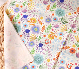 Violet Botanical Flower Garden Patterned Fabric made in Korea by the Half Yard