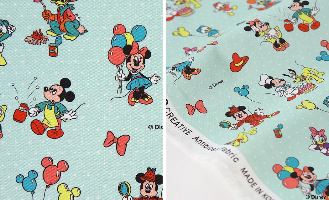 Disney Minnie Mouse Retro Happy Cotton Antibiosis Fabric printed in Korea by the Half Yard