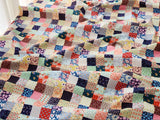 Flower Floral Square Patch Patterned Fabric, Cute, sewing, Quilt made in Korea Half Yard