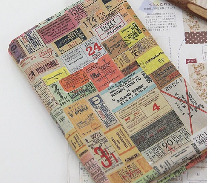 Vintage Ticket Fabric made in Korea by the Half Yard