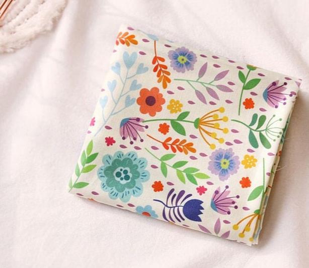 Violet Botanical Flower Garden Patterned Fabric made in Korea by the Half Yard