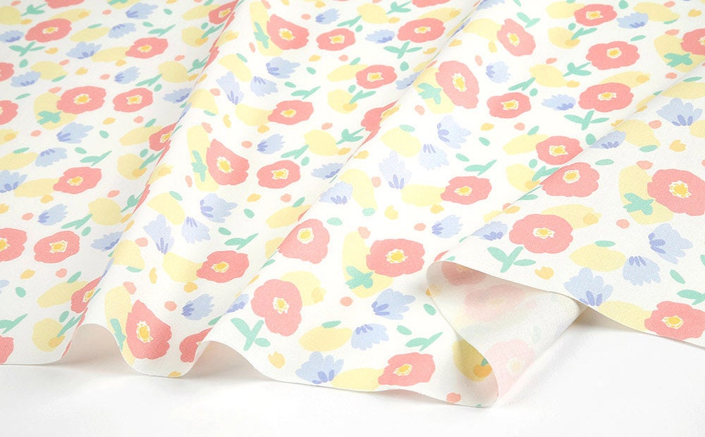 Fluer Mignonne Pastel Flower Patterned Fabric made in Korea by Half Yard Digital Textile Printing