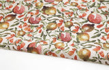 Fruits Pomegranate patterned Fabric made in Korea by Half Yard / 45 X 140cm 18" X 55.1", Cotton Linen