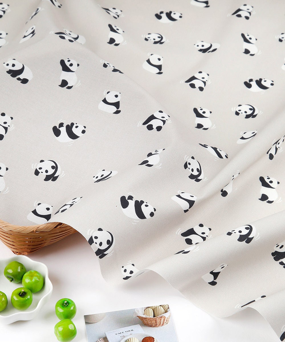 Day of Panda Cute Panda Bear Pattern Fabric made in Korea by the Half Yard