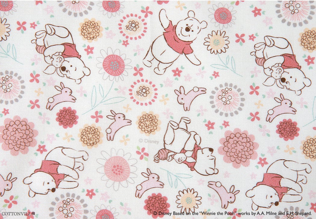 Winnie the Pooh Bunny Park Antibiosis Cotton Fabric made in Korea by the Half Yard