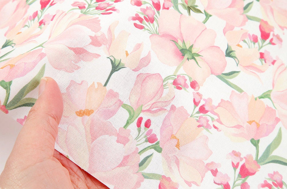 Sweet&Lovely Pink Flower Fabric made in Korea by the Half Yard