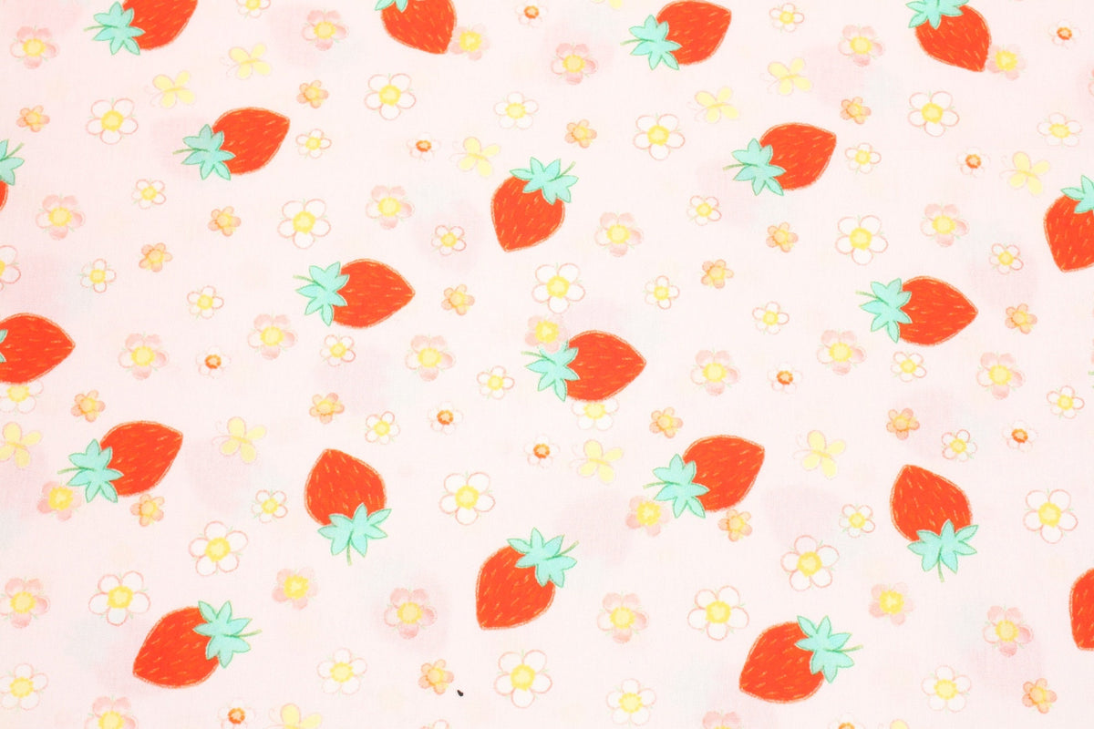 Strawberry Patterned 40s Fabric made in Korea by the Yard 36" x 58" or 90 x 145cm