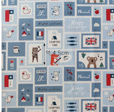 Mini Camping Post Stamp Fabric made in Korea by the Half Yard