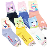 6 Pairs of Sanrio Characters Charming Patterned Half-Crew Socks Women's Socks made in Korea