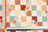 Tile Block Teddy Bear Patterned 10s Canvas Fabric made in Korea by the Yard 36" x 58" or 90 x 145cm