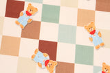 Tile Block Teddy Bear Patterned 10s Canvas Fabric made in Korea by the Yard 36" x 58" or 90 x 145cm