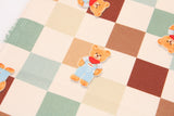 Tile Block Teddy Bear Patterned 10s Canvas Fabric made in Korea by the Yard 36" x 58" or 90 x 145cm