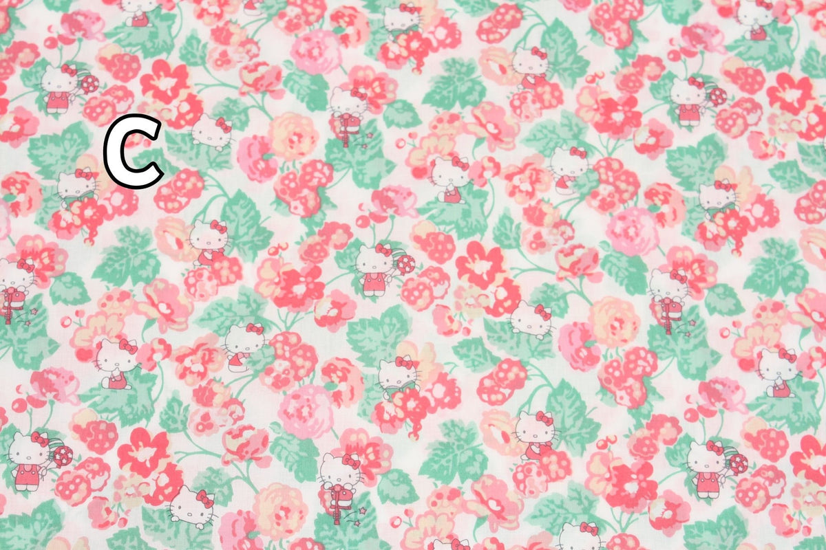 Liberty Tana Lawn Sanrio Hello Kitty Flower Fabric printed in Japan FQ 45cm by 53cm or 18" by 21"