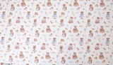 Pajama Teddy Bear Patterned 30s GOTS Organic Textile Fabric printed in Korea by the Half Yard