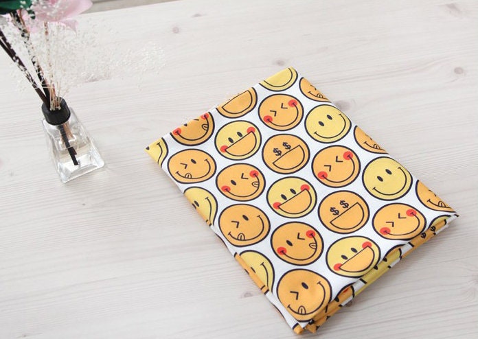 Lovely Happy Smile Emoji patterned Fabric made in Korea by the Half Yard